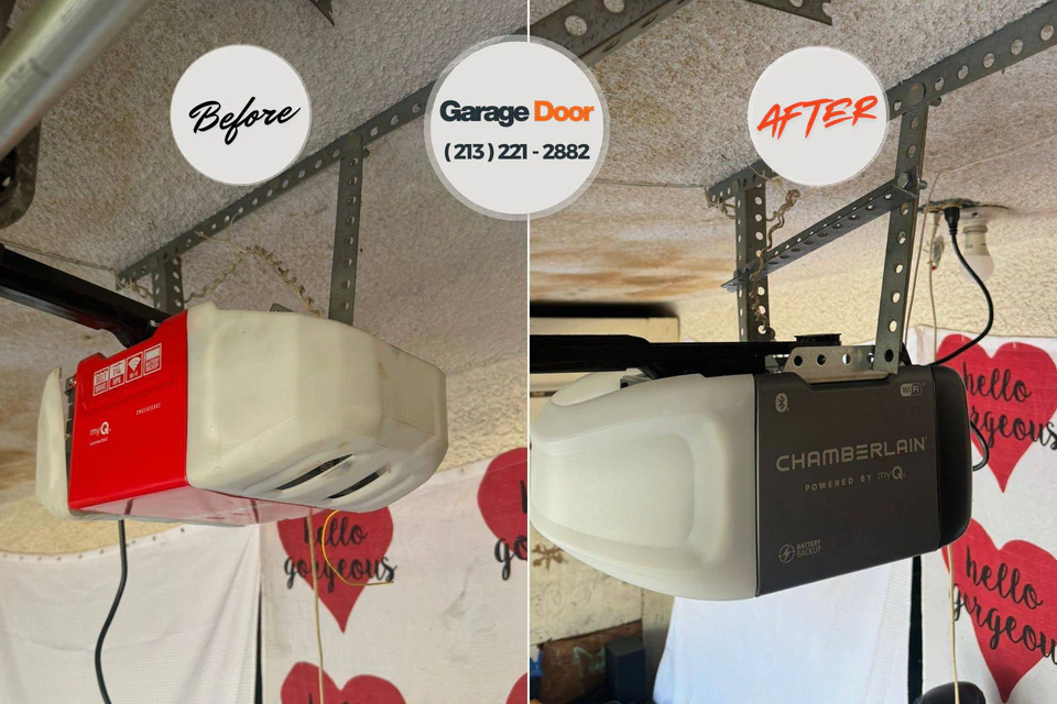 Before and after: garage door repair New Boston, TX